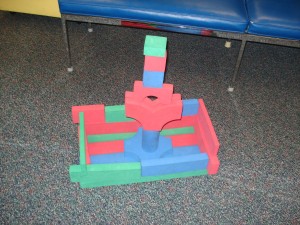 foam blocks stacked to make a tower