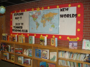New Worlds summer reading club bulletin board