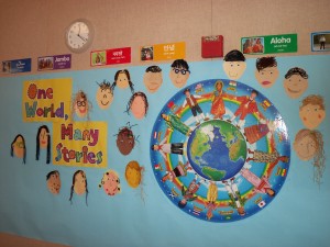 one world, many stories banner