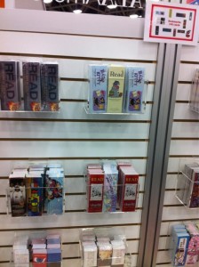 bookmarks on a library's shelf