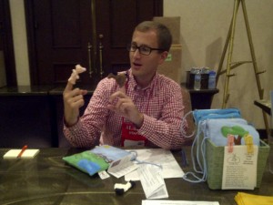 Dan Rude, taking a finger-puppet break