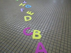 letters on the floor to create a path