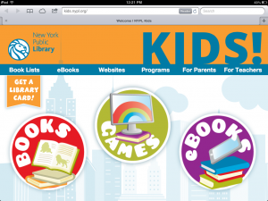 screenshot of Kids website