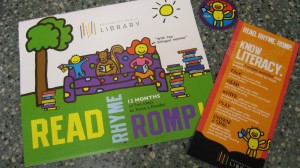 Read, Rhym, Romp advertising poster and book mark