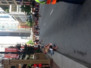 state st. with people in crossing the road