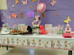 table set up for Fancy Nancy program