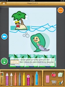 screen shot of story telling app