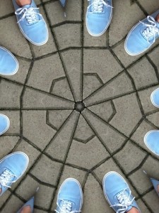 mosaic of show and sidewalk created with a photo effect