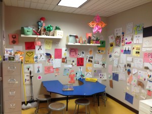 arts and crafts posted on walls