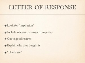letter of response PowerPoint slide