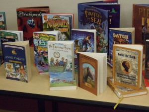 display of adventure books