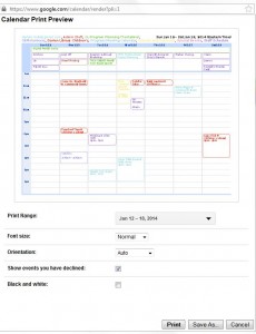 screen shot of calendar at Darien library