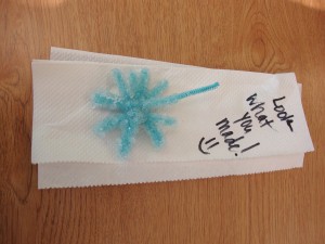 snowflake made of pipe cleaners and crystallized salt