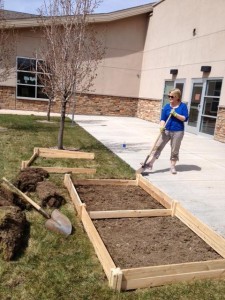 women building a garden
