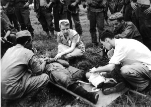 nurse taking caring of war injury