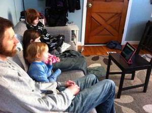 Godfuss family, dad and three kids