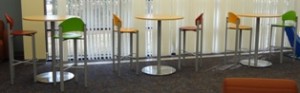 high chairs and a high table