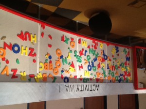 activity wall with magnetic letters