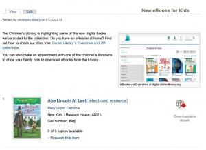 screen shot of Virtual booklist of new eTitles