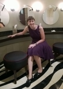 ALSC member Susan Kusel taking in the splendor of the restroom of the Eiffel Tower Restaurant at the Paris - photo courtesy of the author