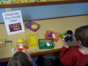 play dough potato head station