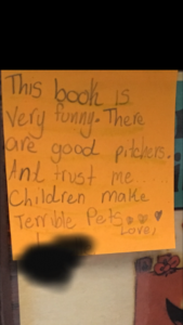Photo of handwritten book review