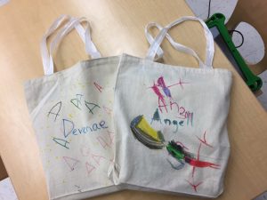 Bags decorated by the ABCD class