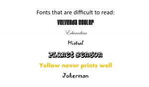Fonts that are difficult to read