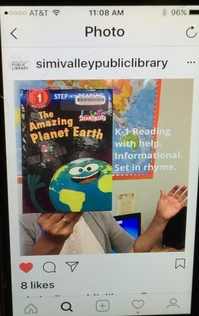 Instagram screen shot of book selfie