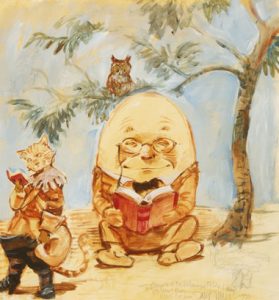 Humpty Dumpty detail from David Small mural at Kalamazoo PL