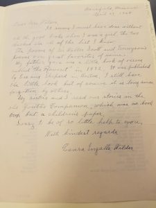 Laura Ingalls Wilder's cover letter