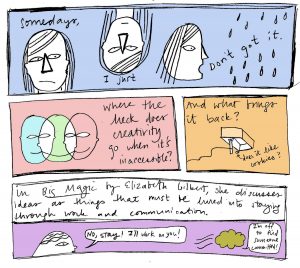 Somedays I just don't got it. Where the heck does creativity go when it's inaccessible? And what brings it back? In Elizabeth Gilbert's Big Magic, she says creativity is something that has to be lured with work and communication.