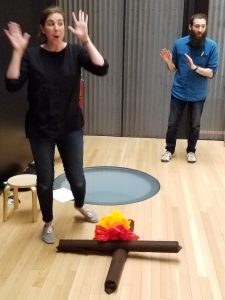 campfire sing-along at an after-hours library program