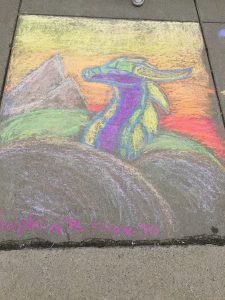 Colorful dragon in mountains