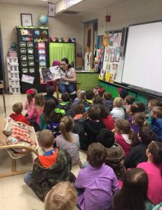 Storytime with a large group of kids in a library in rural Kentucky