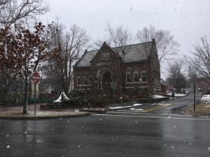 Photo of library at the Start of a snowy winter in Amesbury, MA