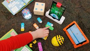 Bee Bots, Osmos, and iPads are a great introduction to early technology.