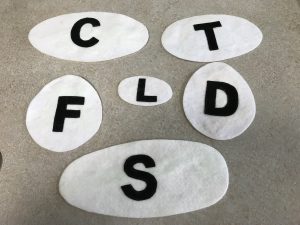 Flannel pieces used in a storytime for kids getting ready for kindergarten