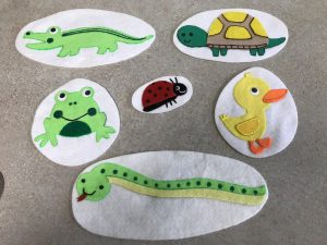 Animal flannel pieces used as part of a getting ready for kindergarten storytime