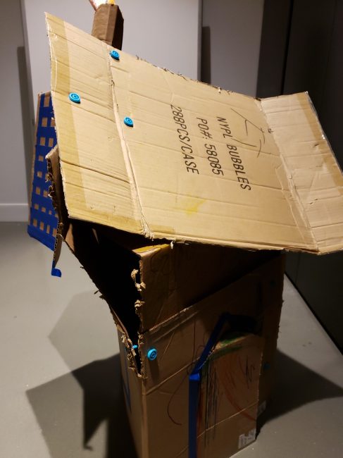 cardboard house, made during an open-build cardboard challenge