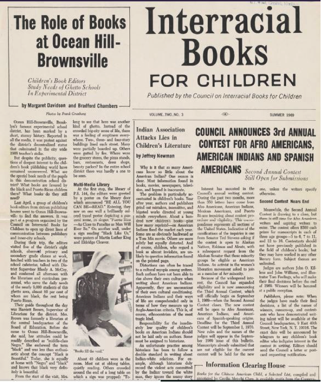 From page of the Summer 1969 edition of Interracial Books for Children. 