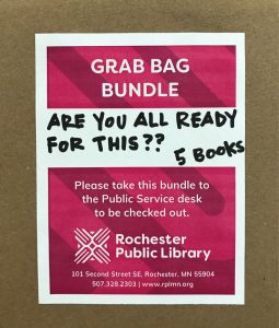 Grab Bag Bundle Label "Are you all ready for this?" 5 books. Please take this bundle to the public service desk to be checked out.