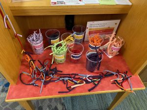 Supplies for a community art project at the Simsbury Public Library
