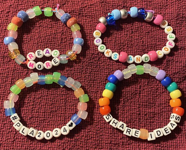 Bead friendship bracelets created at #PLA2024
