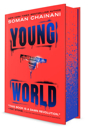 Orange and blue hardcover book with "Young World" on the front cover and a photo of the U.S. Capitol turned upside down in the middle.
